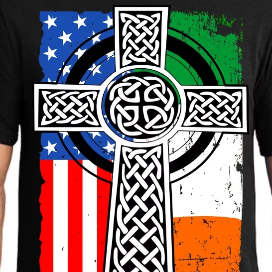 Irish American USA Flag Celtic Cross St Patrick's Day Pajama Set