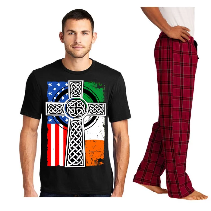 Irish American USA Flag Celtic Cross St Patrick's Day Pajama Set