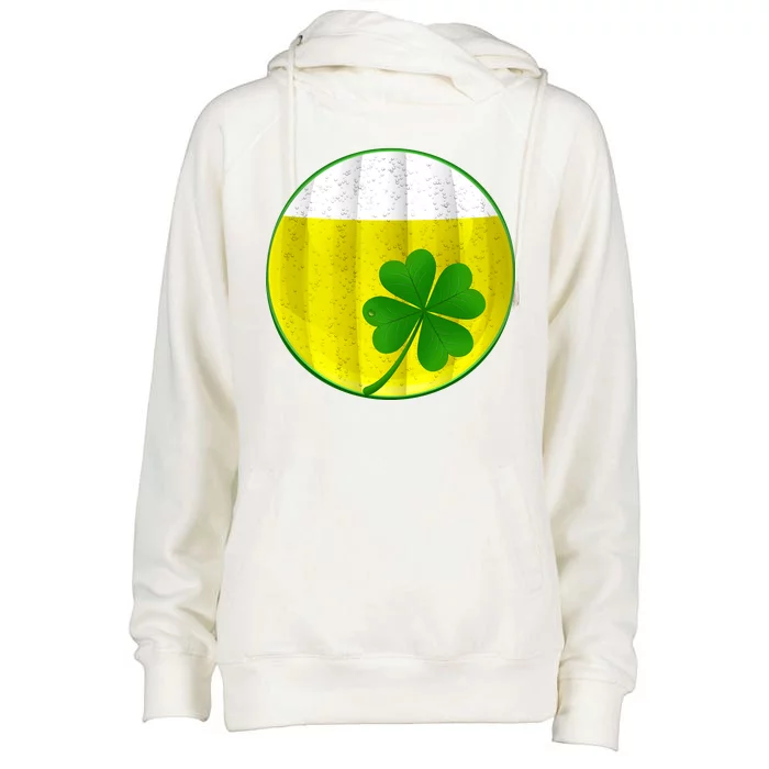 Irish Beer Clover Flag Womens Funnel Neck Pullover Hood