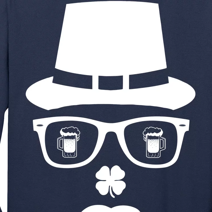 Irish Beer Mustache St. Patrick's Day Face Long Sleeve Shirt