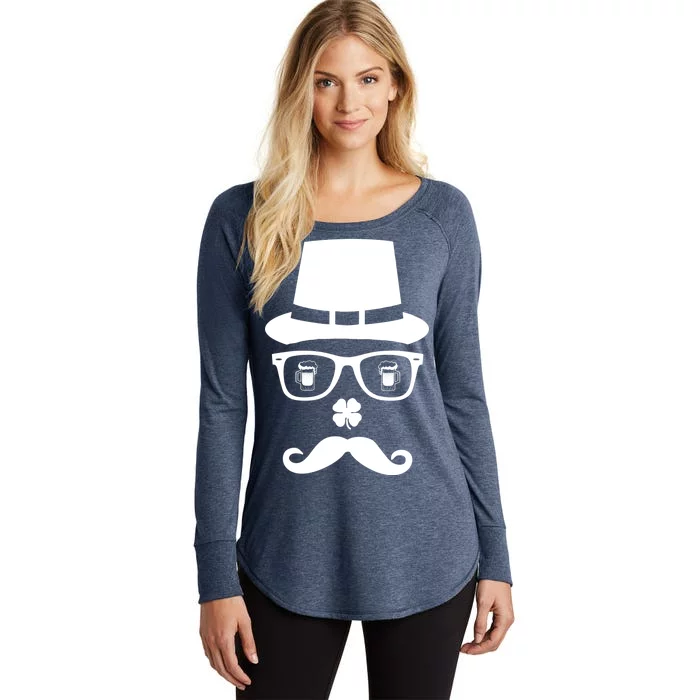 Irish Beer Mustache St. Patrick's Day Face Women's Perfect Tri Tunic Long Sleeve Shirt