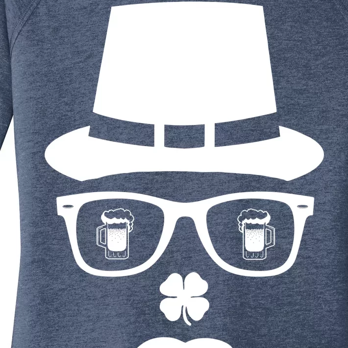 Irish Beer Mustache St. Patrick's Day Face Women's Perfect Tri Tunic Long Sleeve Shirt