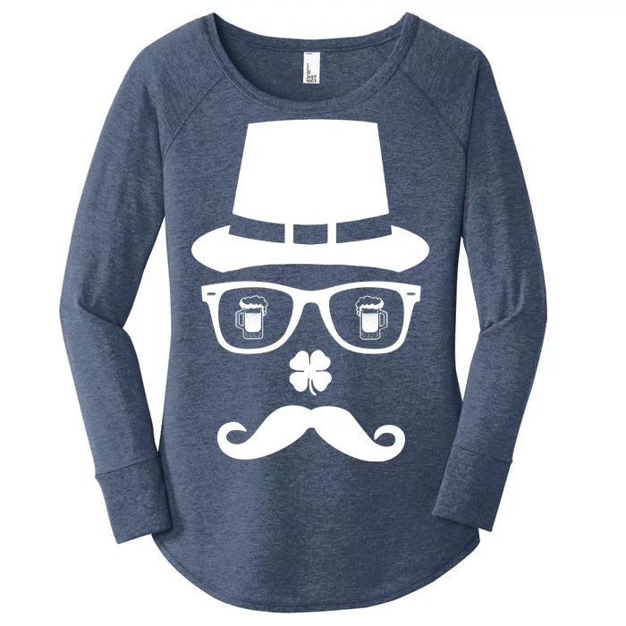 Irish Beer Mustache St. Patrick's Day Face Women's Perfect Tri Tunic Long Sleeve Shirt