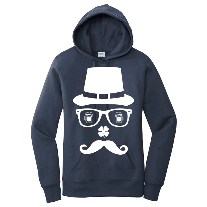 Irish Beer Mustache St. Patrick's Day Face Women's Pullover Hoodie