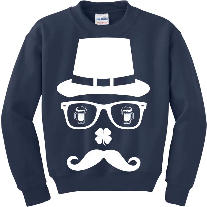 Irish Beer Mustache St. Patrick's Day Face Kids Sweatshirt