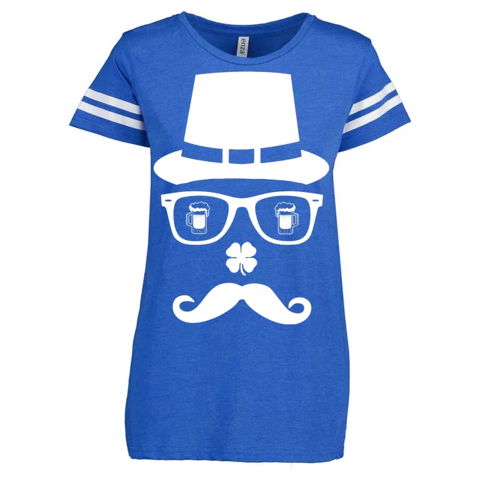 Irish Beer Mustache St. Patrick's Day Face Enza Ladies Jersey Football T-Shirt