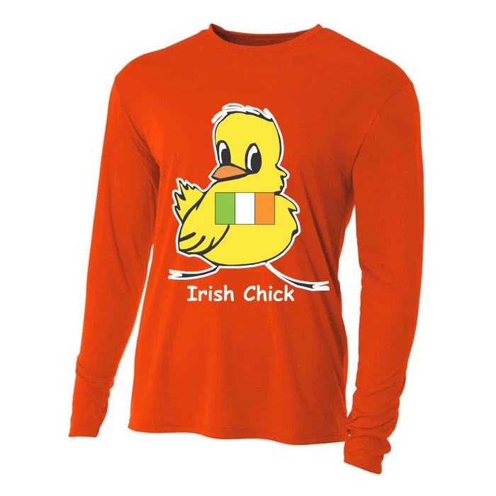 Irish Chick Cute Chicken With Flag Cooling Performance Long Sleeve Crew