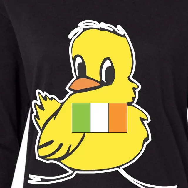 Irish Chick Cute Chicken With Flag Womens Cotton Relaxed Long Sleeve T-Shirt