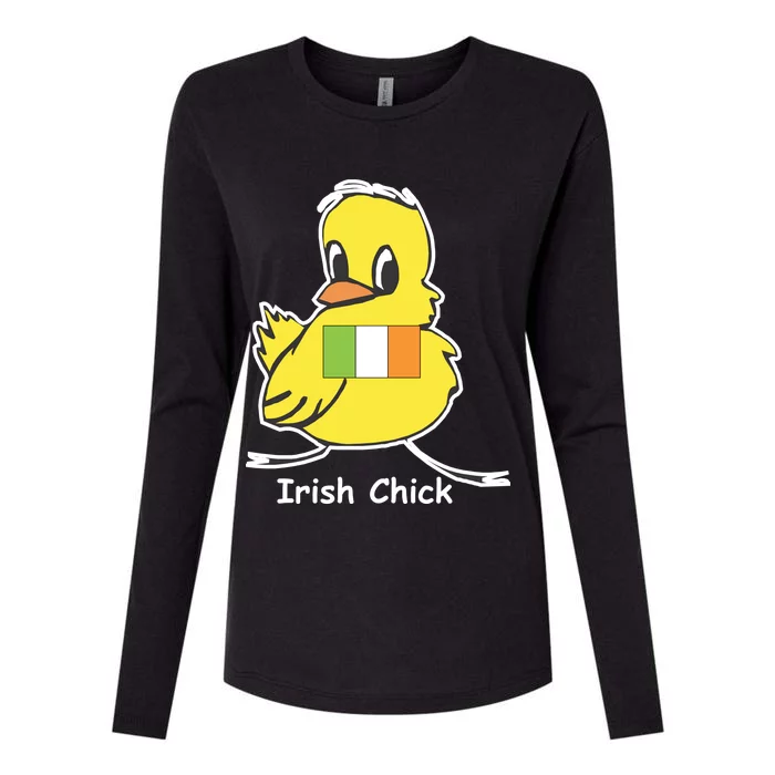 Irish Chick Cute Chicken With Flag Womens Cotton Relaxed Long Sleeve T-Shirt