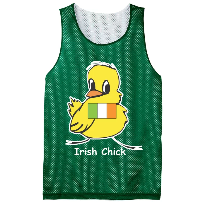 Irish Chick Cute Chicken With Flag Mesh Reversible Basketball Jersey Tank