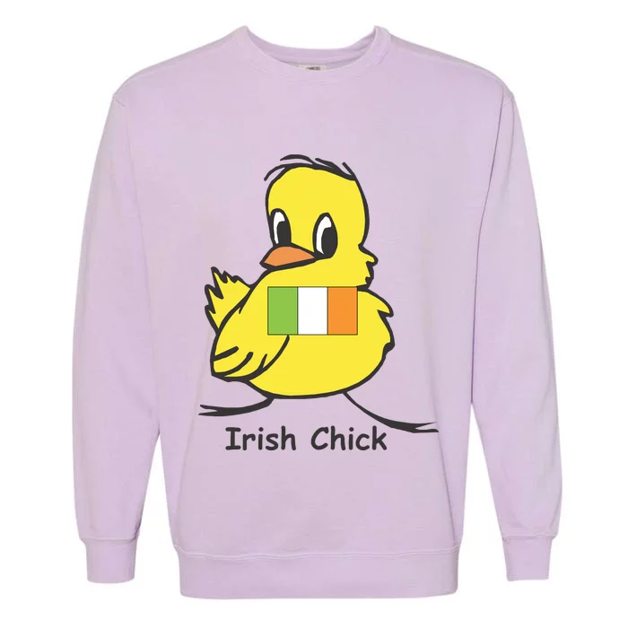 Irish Chick Cute Chicken With Flag Garment-Dyed Sweatshirt