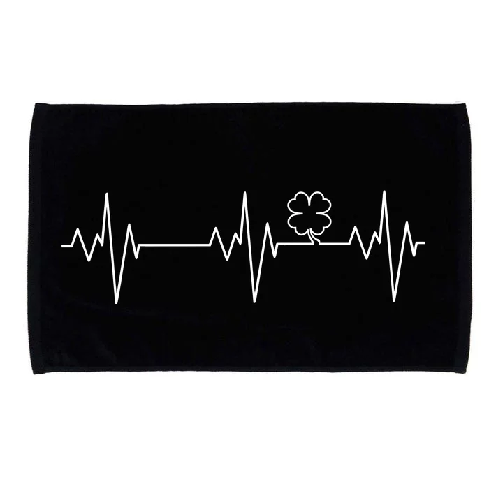 Irish Clover Heartbeat Funny St. Patrick's Day Microfiber Hand Towel