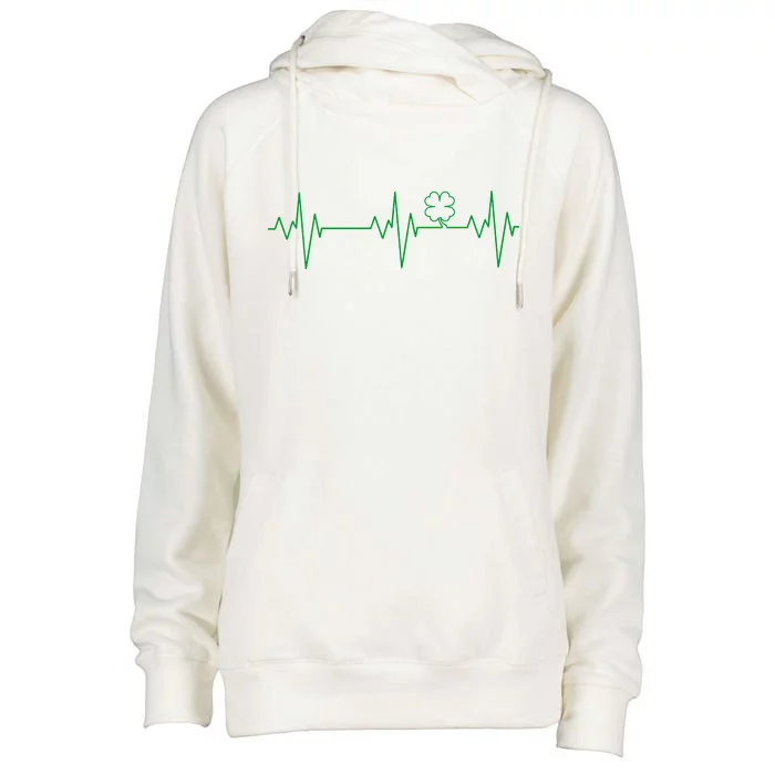 Irish Clover Heartbeat Funny St. Patrick's Day Womens Funnel Neck Pullover Hood