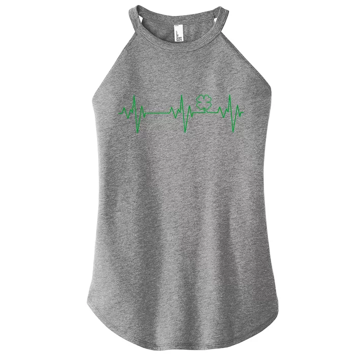 Irish Clover Heartbeat Funny St. Patrick's Day Women’s Perfect Tri Rocker Tank