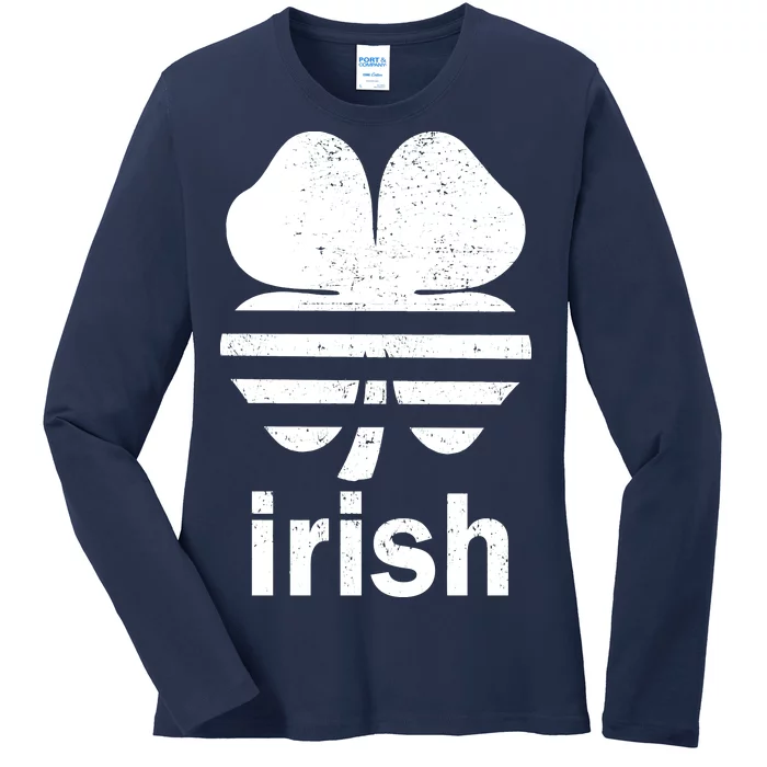 Irish Clover Soccer Logo St. Patricks Day Ladies Long Sleeve Shirt