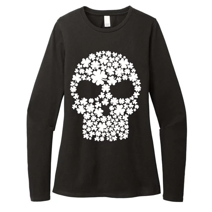 Irish Clovers St. Patrick's Day Skull Womens CVC Long Sleeve Shirt