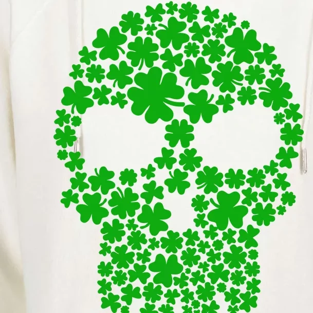 Irish Clovers St. Patrick's Day Skull Womens Funnel Neck Pullover Hood