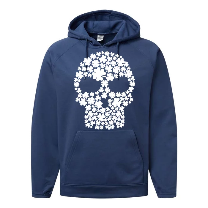 Irish Clovers St. Patrick's Day Skull Performance Fleece Hoodie