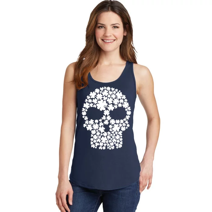 Irish Clovers St. Patrick's Day Skull Ladies Essential Tank