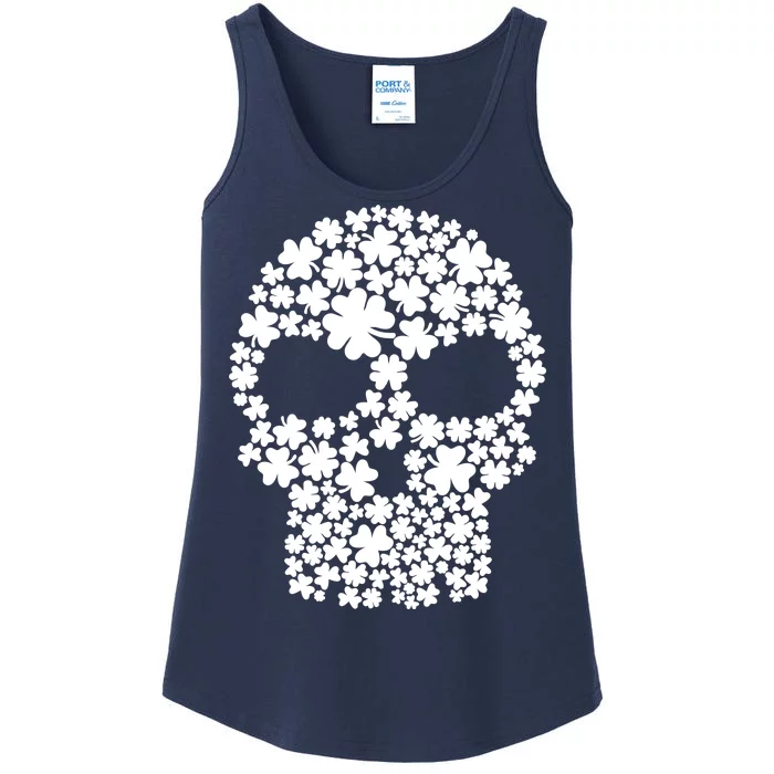 Irish Clovers St. Patrick's Day Skull Ladies Essential Tank