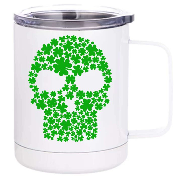 Irish Clovers St. Patrick's Day Skull Front & Back 12oz Stainless Steel Tumbler Cup