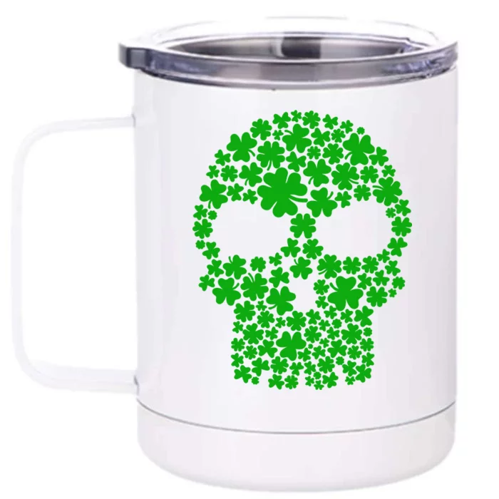 Irish Clovers St. Patrick's Day Skull Front & Back 12oz Stainless Steel Tumbler Cup