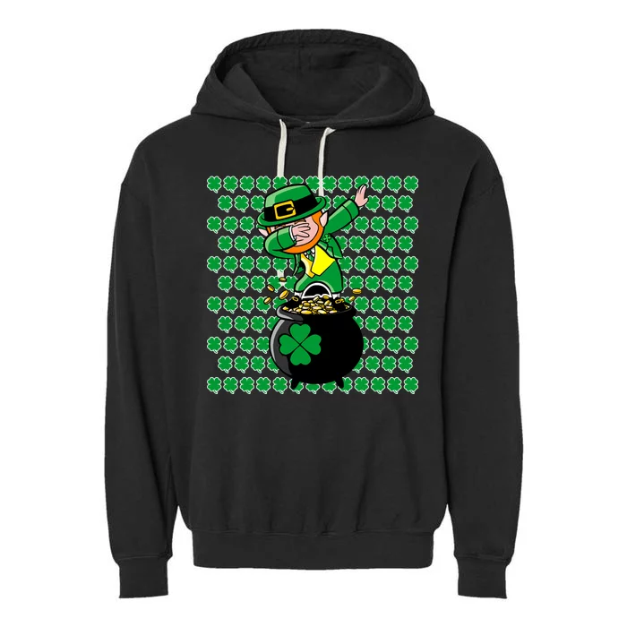 Irish Dabbing Leprechaun Shamrocks Funny Dab St. Patrick's Day Garment-Dyed Fleece Hoodie