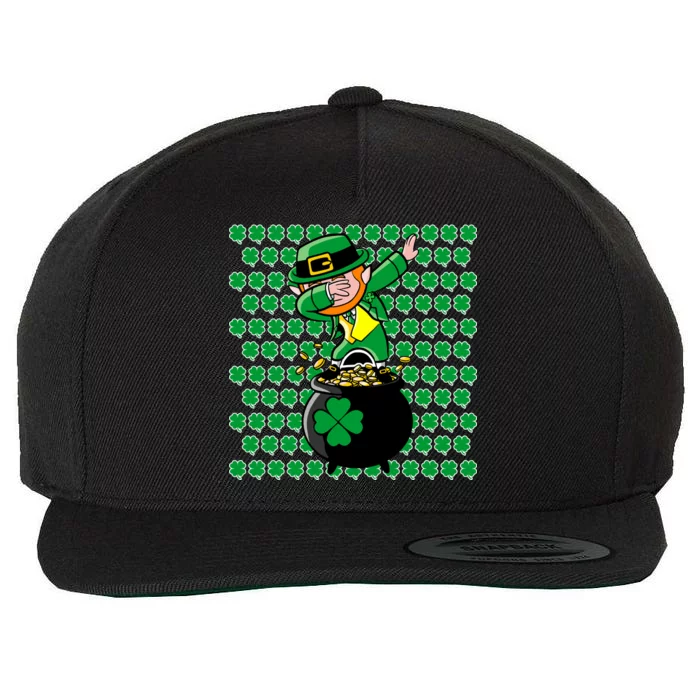 Irish Dabbing Leprechaun Shamrocks Funny Dab St. Patrick's Day Wool Snapback Cap