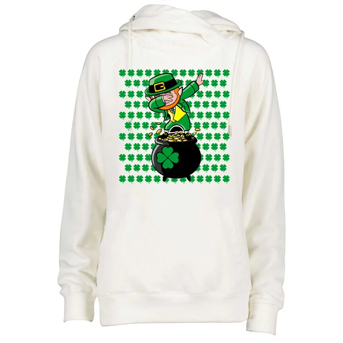 Irish Dabbing Leprechaun Shamrocks Funny Dab St. Patrick's Day Womens Funnel Neck Pullover Hood