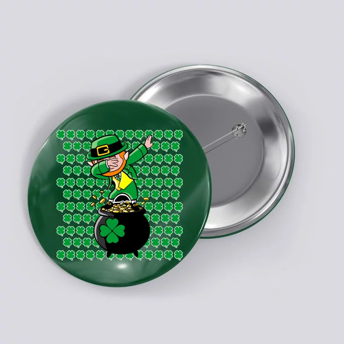 Irish Dabbing Leprechaun Shamrocks Funny Dab St. Patrick's Day Button