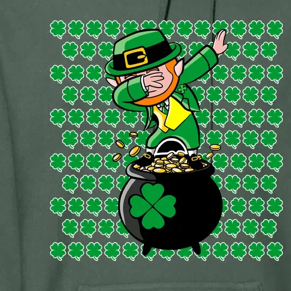 Irish Dabbing Leprechaun Shamrocks Funny Dab St. Patrick's Day Premium Hoodie