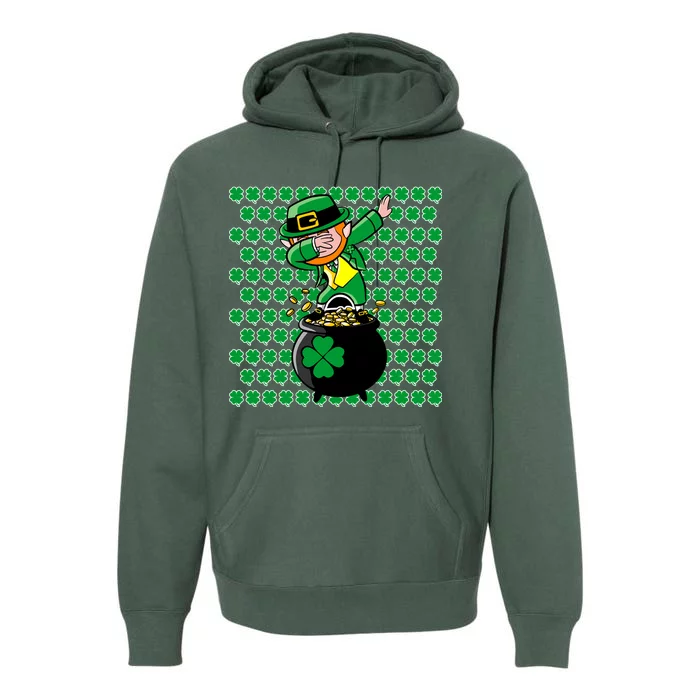 Irish Dabbing Leprechaun Shamrocks Funny Dab St. Patrick's Day Premium Hoodie