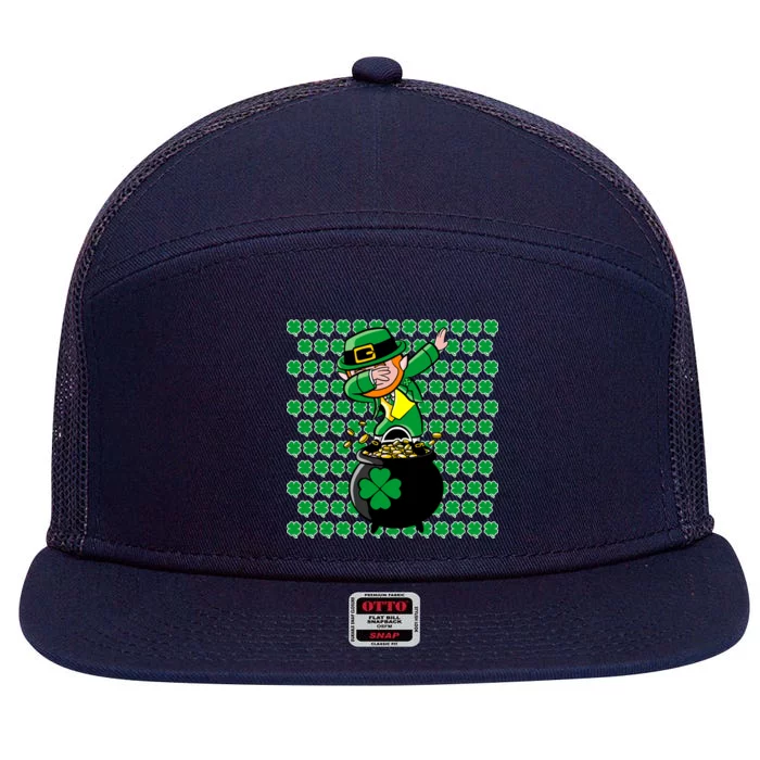 Irish Dabbing Leprechaun Shamrocks Funny Dab St. Patrick's Day 7 Panel Mesh Trucker Snapback Hat