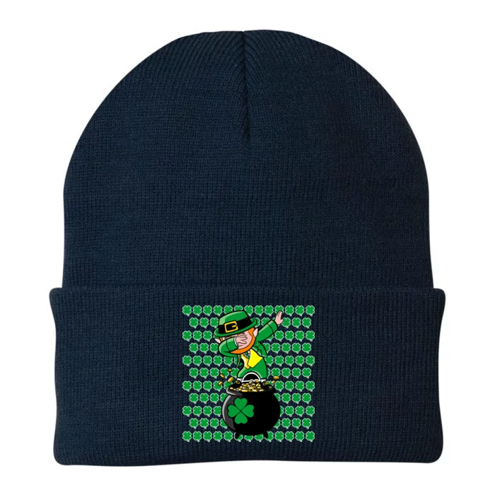 Irish Dabbing Leprechaun Shamrocks Funny Dab St. Patrick's Day Knit Cap Winter Beanie