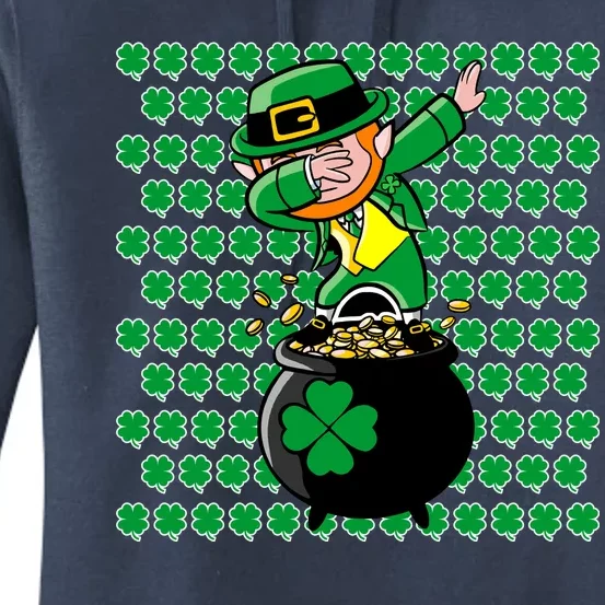 Irish Dabbing Leprechaun Shamrocks Funny Dab St. Patrick's Day Women's Pullover Hoodie