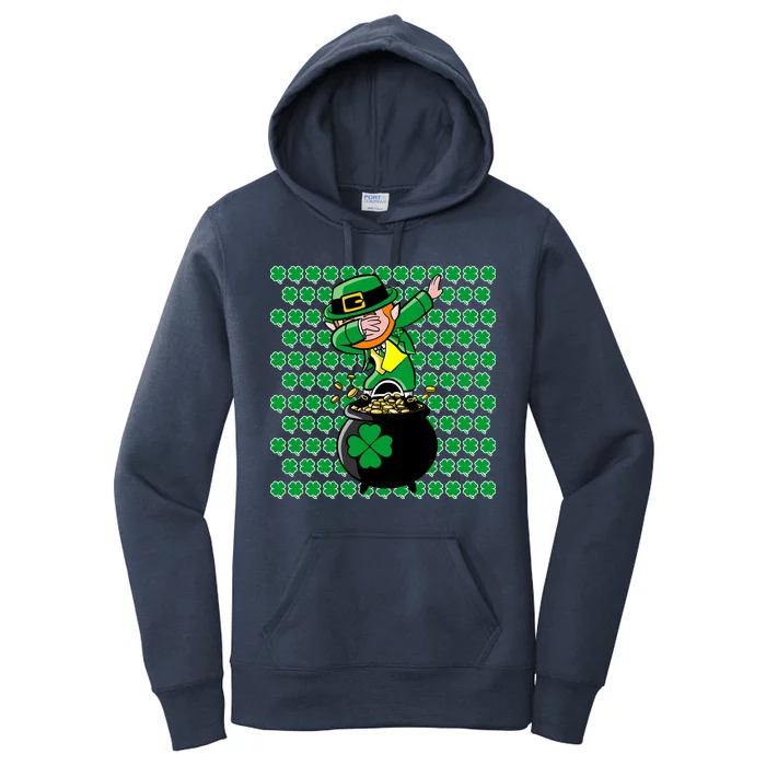 Irish Dabbing Leprechaun Shamrocks Funny Dab St. Patrick's Day Women's Pullover Hoodie