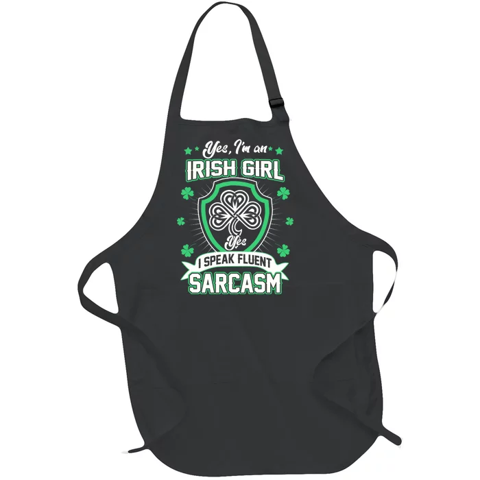 Irish Girl I Speak Fluent Sarcasm Full-Length Apron With Pocket