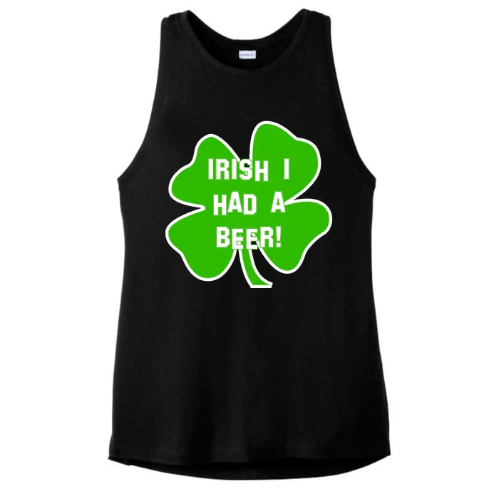 Irish I Had A Beer Clover St. Patrick's Day Ladies Tri-Blend Wicking Tank