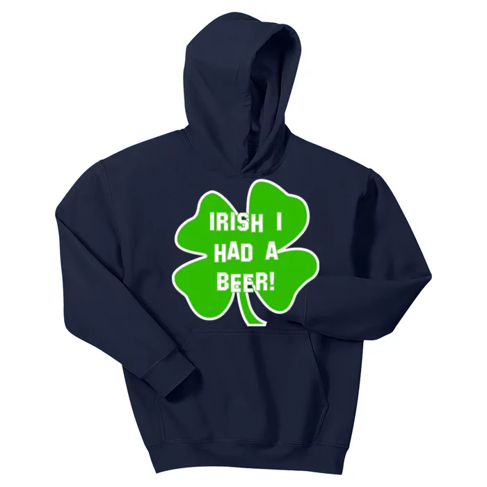 Irish I Had A Beer Clover St. Patrick's Day Kids Hoodie