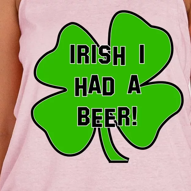 Irish I Had A Beer Clover St. Patrick's Day Women's Knotted Racerback Tank