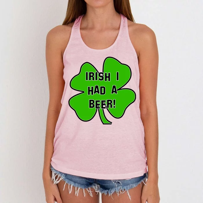 Irish I Had A Beer Clover St. Patrick's Day Women's Knotted Racerback Tank