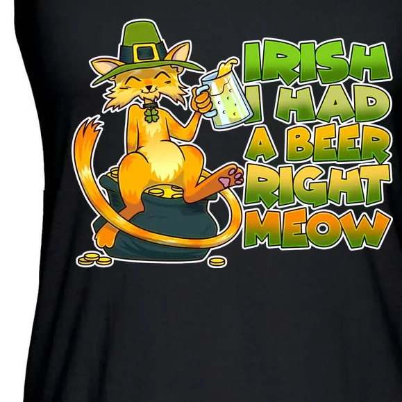 Irish I had A Beer Right Meow Ladies Essential Flowy Tank