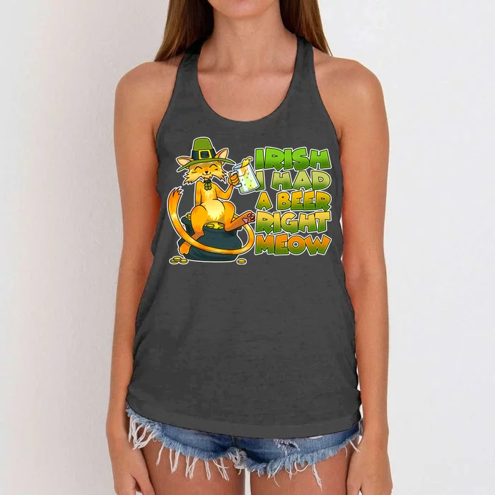 Irish I had A Beer Right Meow Women's Knotted Racerback Tank