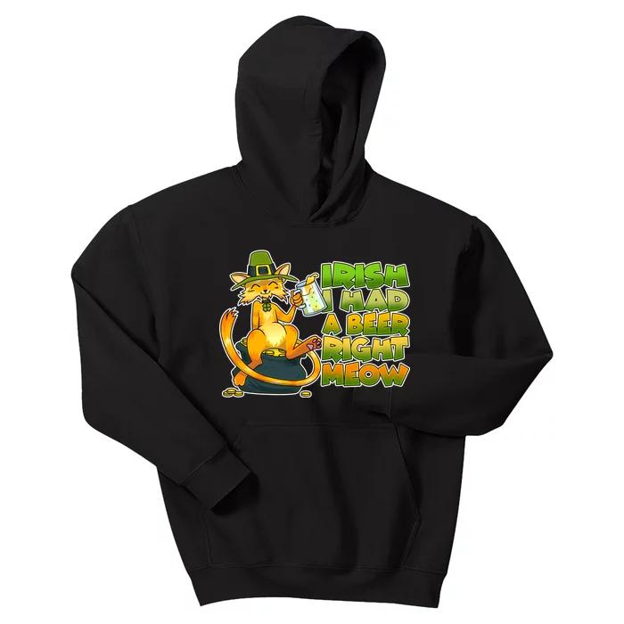 Irish I had A Beer Right Meow Kids Hoodie