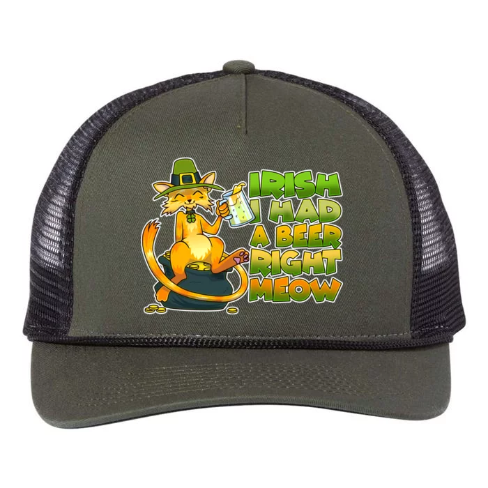 Irish I had A Beer Right Meow Retro Rope Trucker Hat Cap