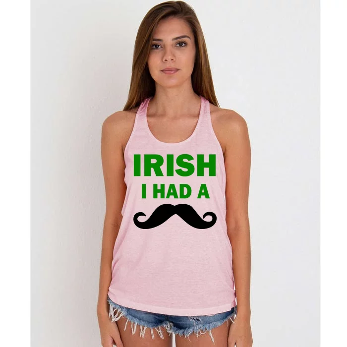 Irish I had A Mustache Funny Women's Knotted Racerback Tank