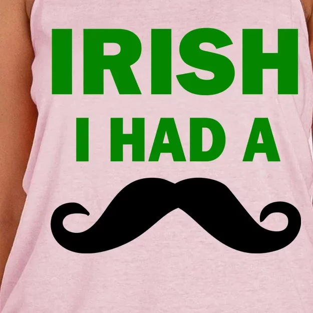 Irish I had A Mustache Funny Women's Knotted Racerback Tank