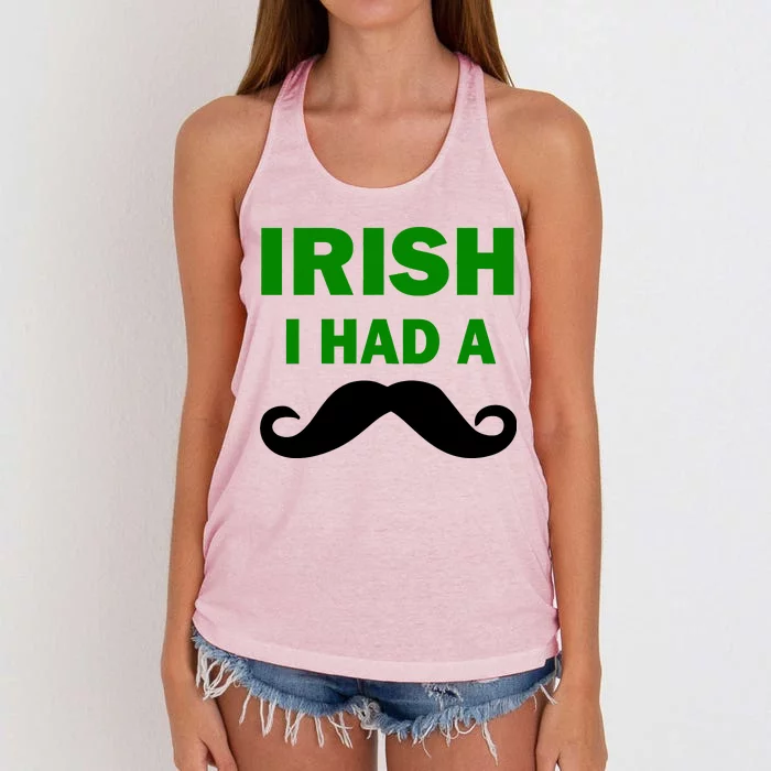 Irish I had A Mustache Funny Women's Knotted Racerback Tank