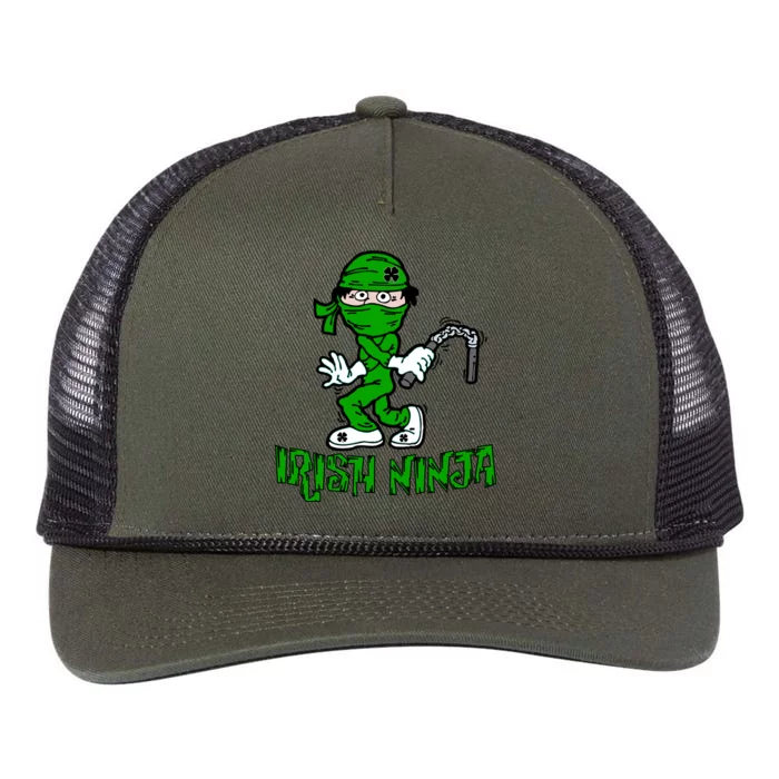 Irish Ninja St. Patricks Day Funny Retro Rope Trucker Hat Cap