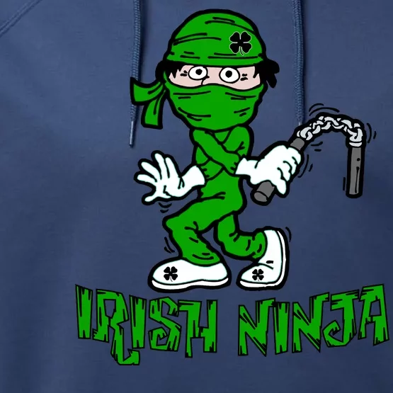 Irish Ninja St. Patricks Day Funny Performance Fleece Hoodie